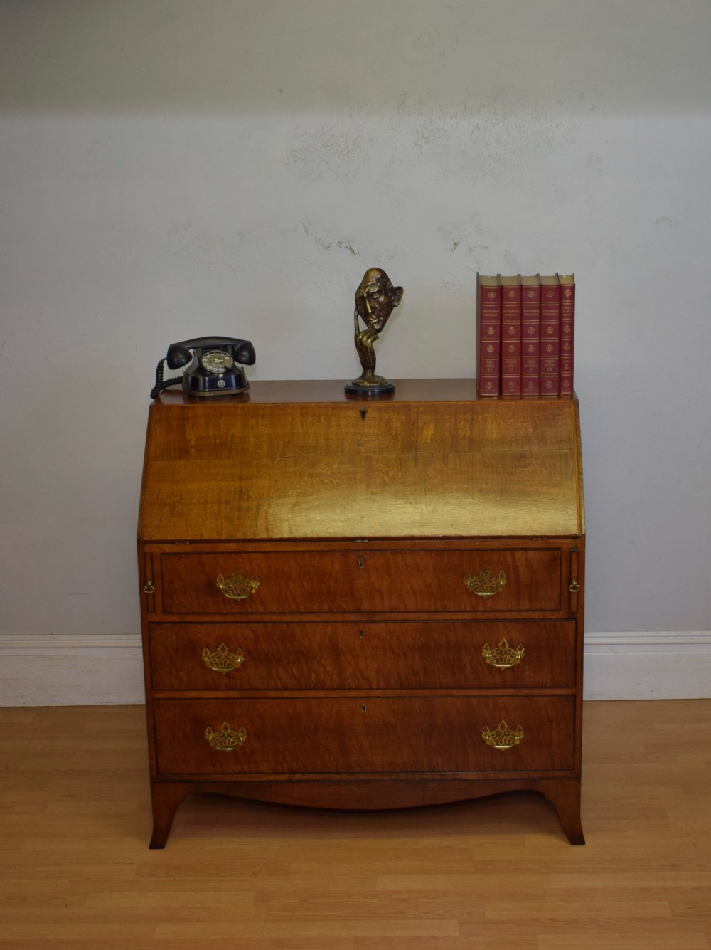 Antique Georgian Period Oak Bureau View V