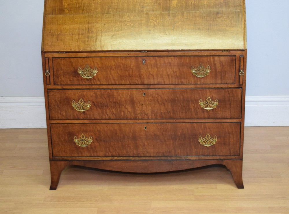 Antique Georgian Period Oak Bureau View VI