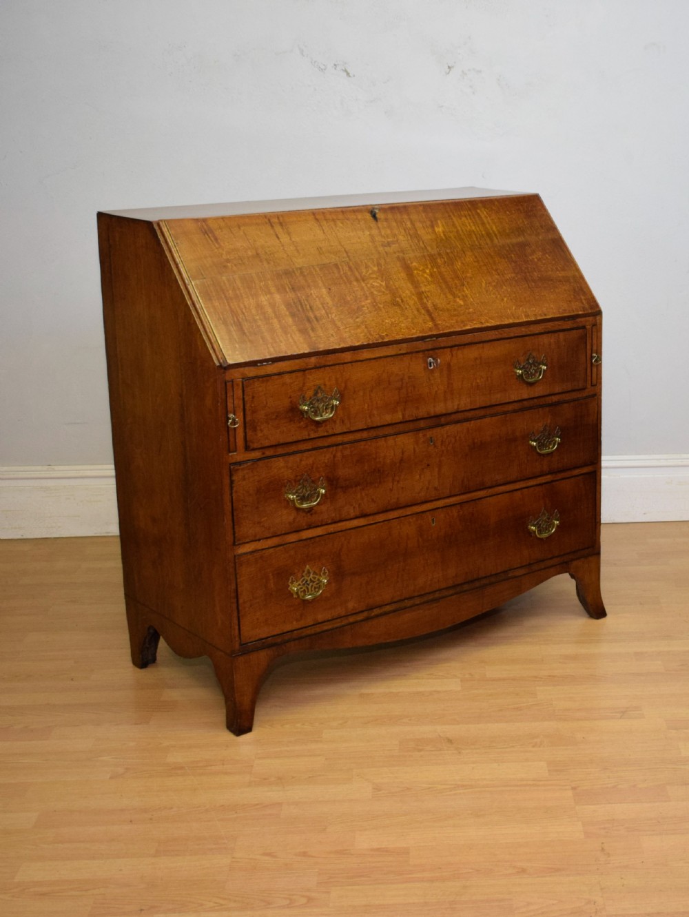 Antique Georgian Period Oak Bureau View XIII