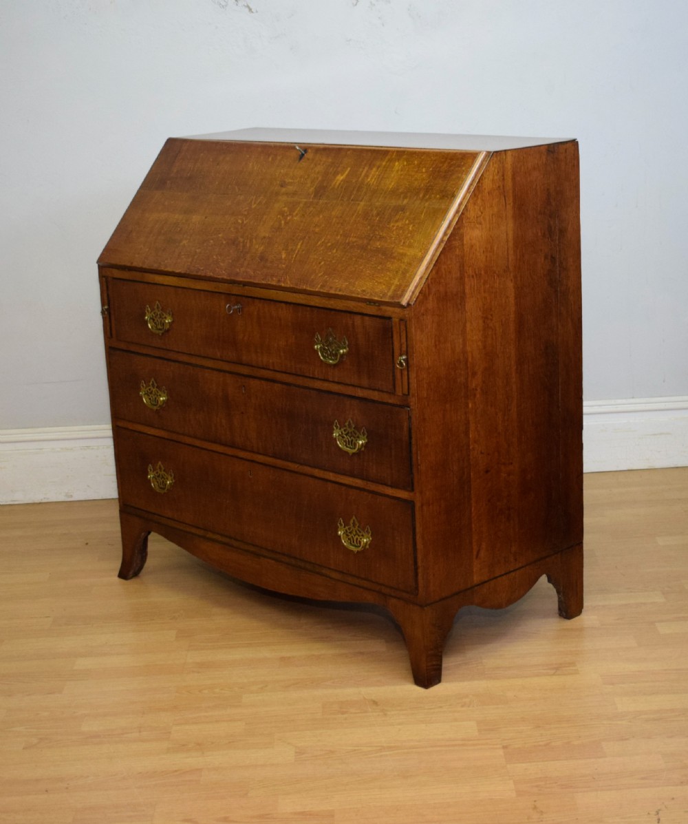 Antique Georgian Period Oak Bureau View XVIII