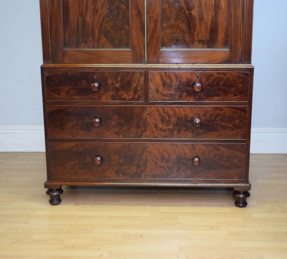 Antique Victorian Linen Press in Flame Mahogany View IV