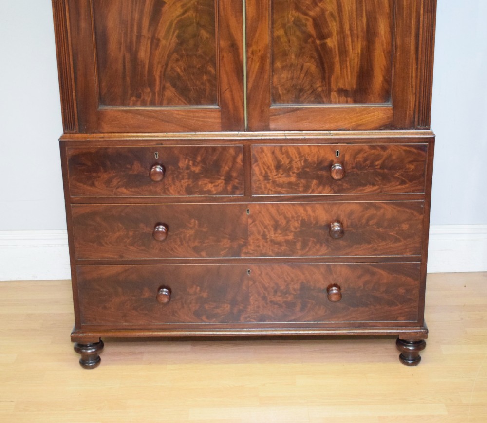 Antique Victorian Linen Press in Flame Mahogany View VI