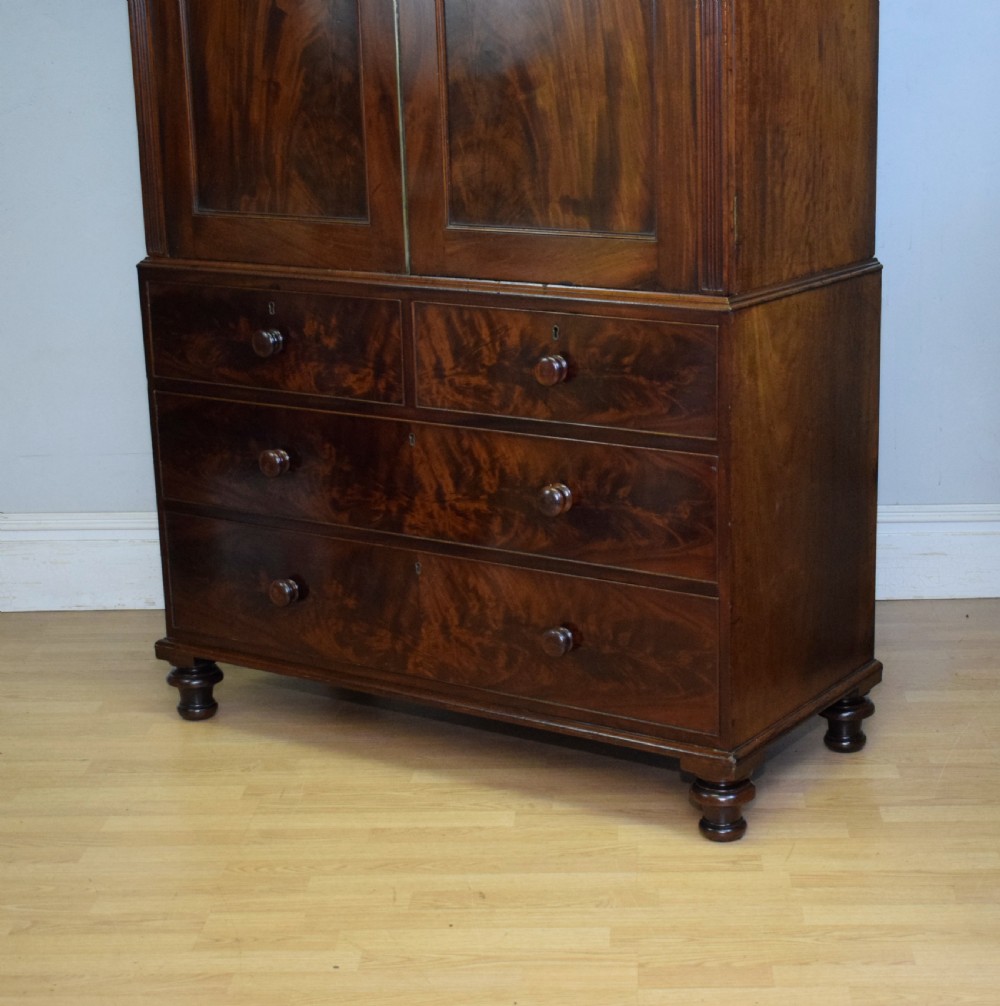 Antique Victorian Linen Press in Flame Mahogany View VIII