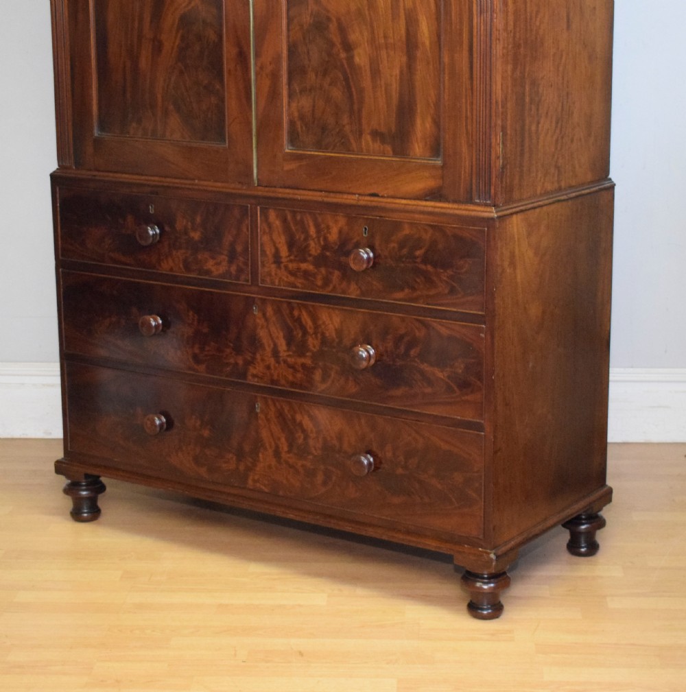 Antique Victorian Linen Press in Flame Mahogany View XIII