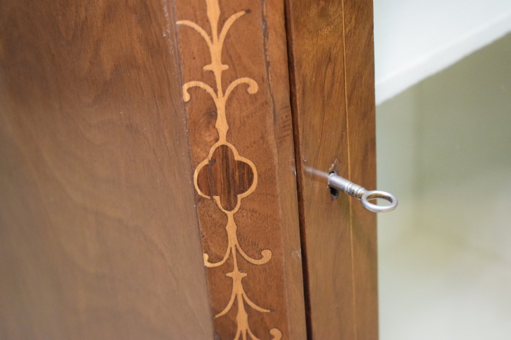 Victorian Walnut Inlaid Cabinet View XX