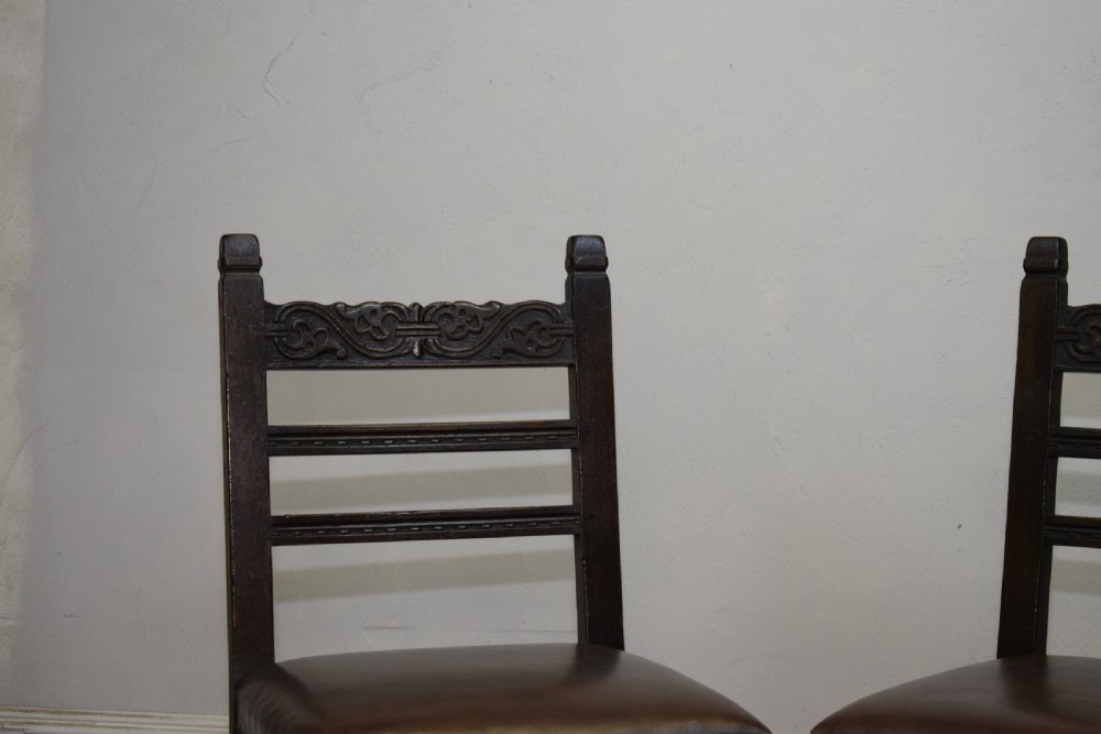 Early 20th Century Pair of Oak Side Chairs View III