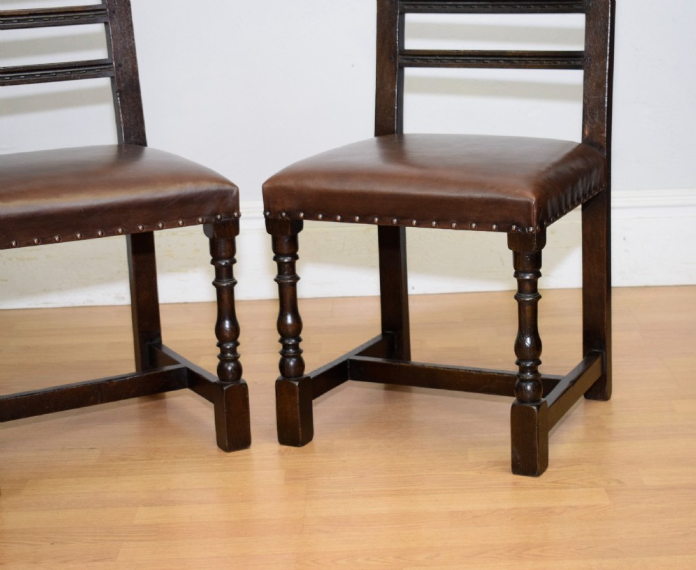 Early 20th Century Pair of Oak Side Chairs View VI