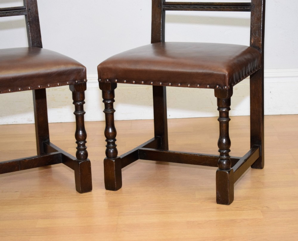 Early 20th Century Pair of Oak Side Chairs View VII