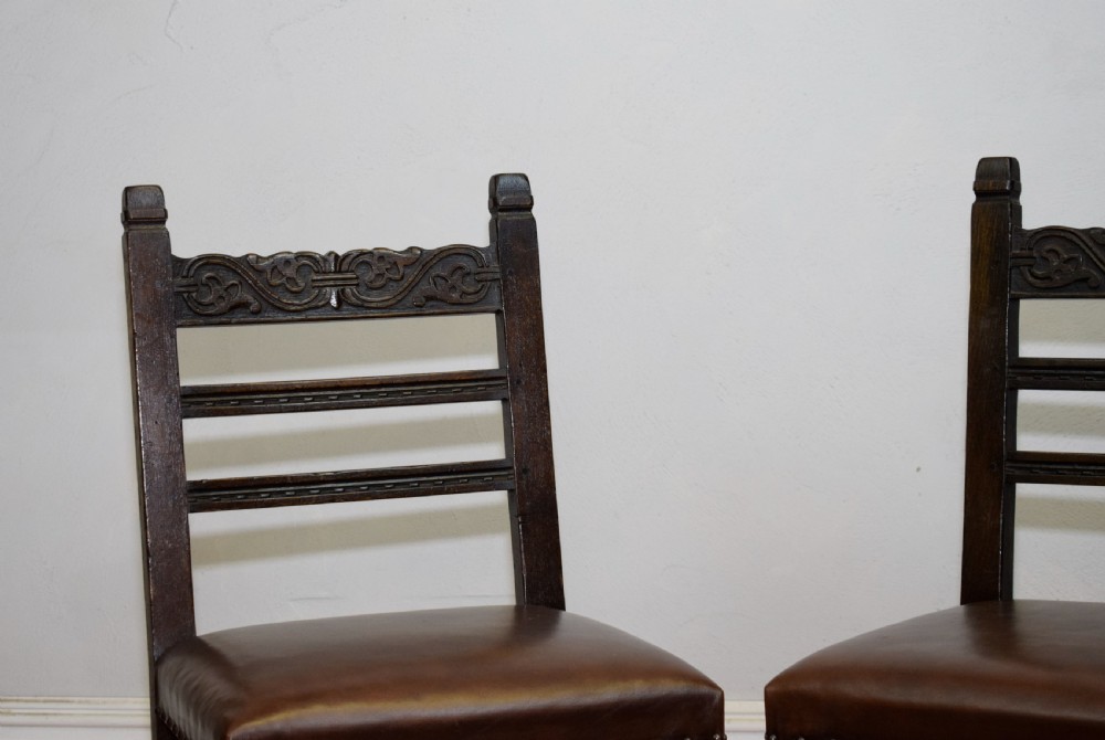 Early 20th Century Pair of Oak Side Chairs View VIII