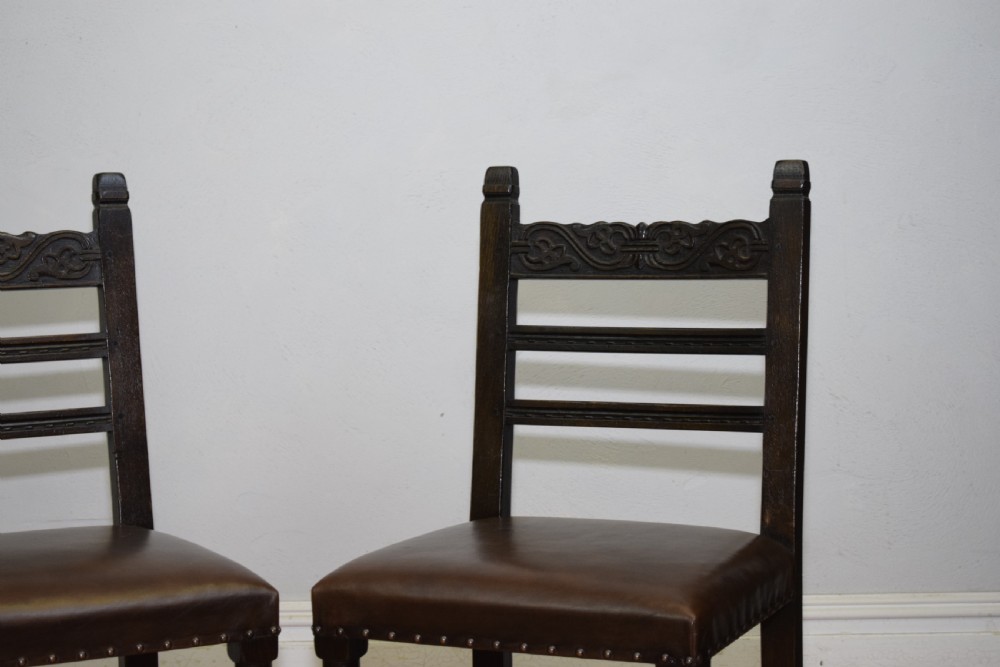 Early 20th Century Pair of Oak Side Chairs View IX