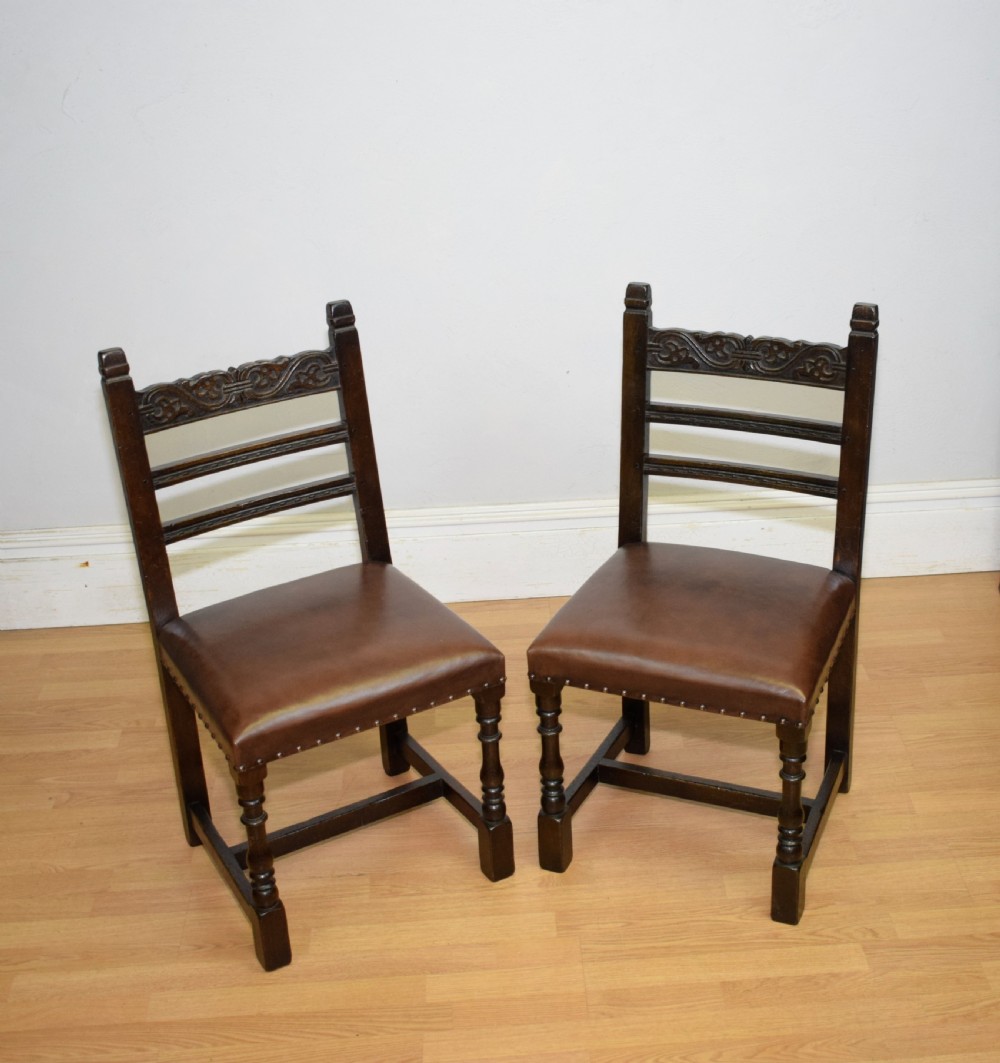 Early 20th Century Pair of Oak Side Chairs View XI