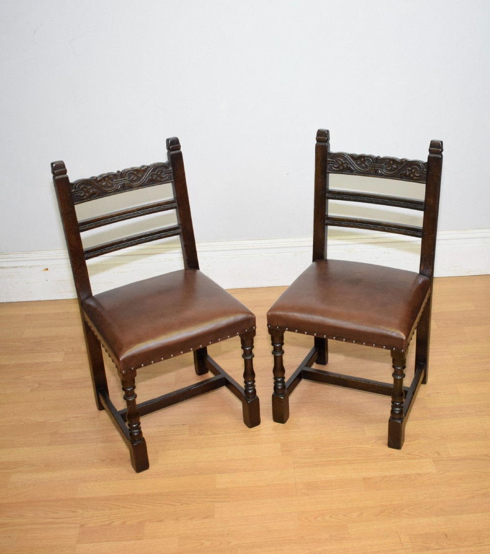 Early 20th Century Pair of Oak Side Chairs View XII