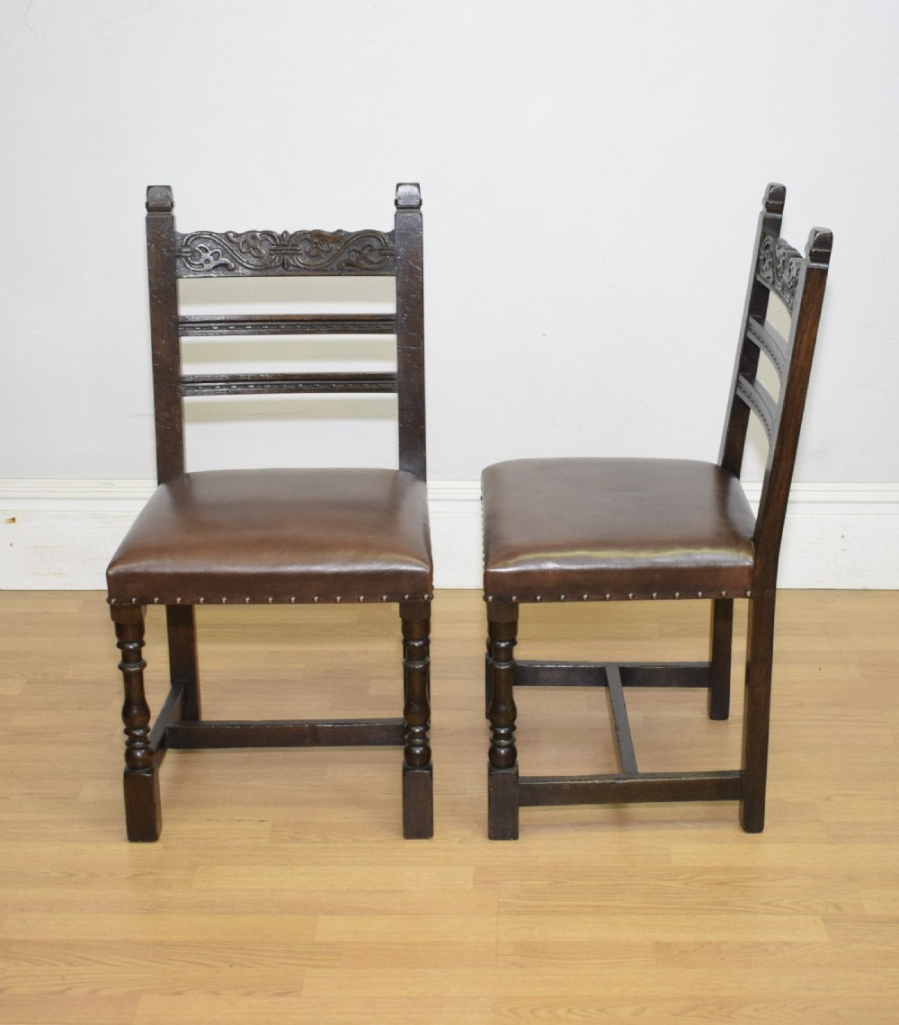 Early 20th Century Pair of Oak Side Chairs View XV