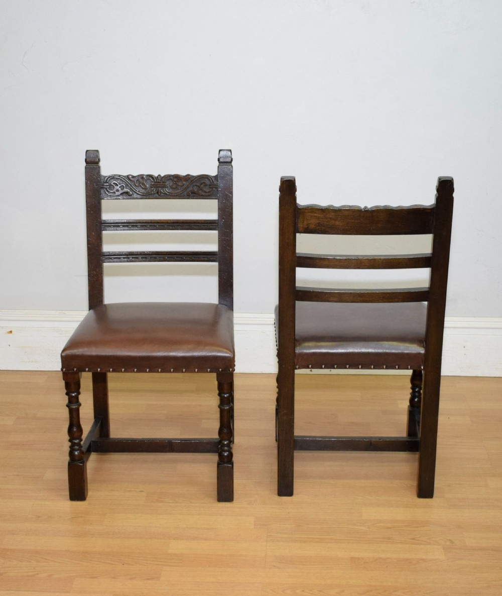 Early 20th Century Pair of Oak Side Chairs View XVI