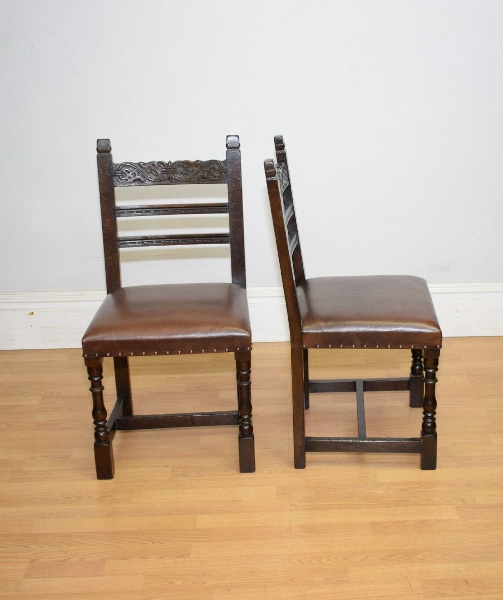 Early 20th Century Pair of Oak Side Chairs View XVII