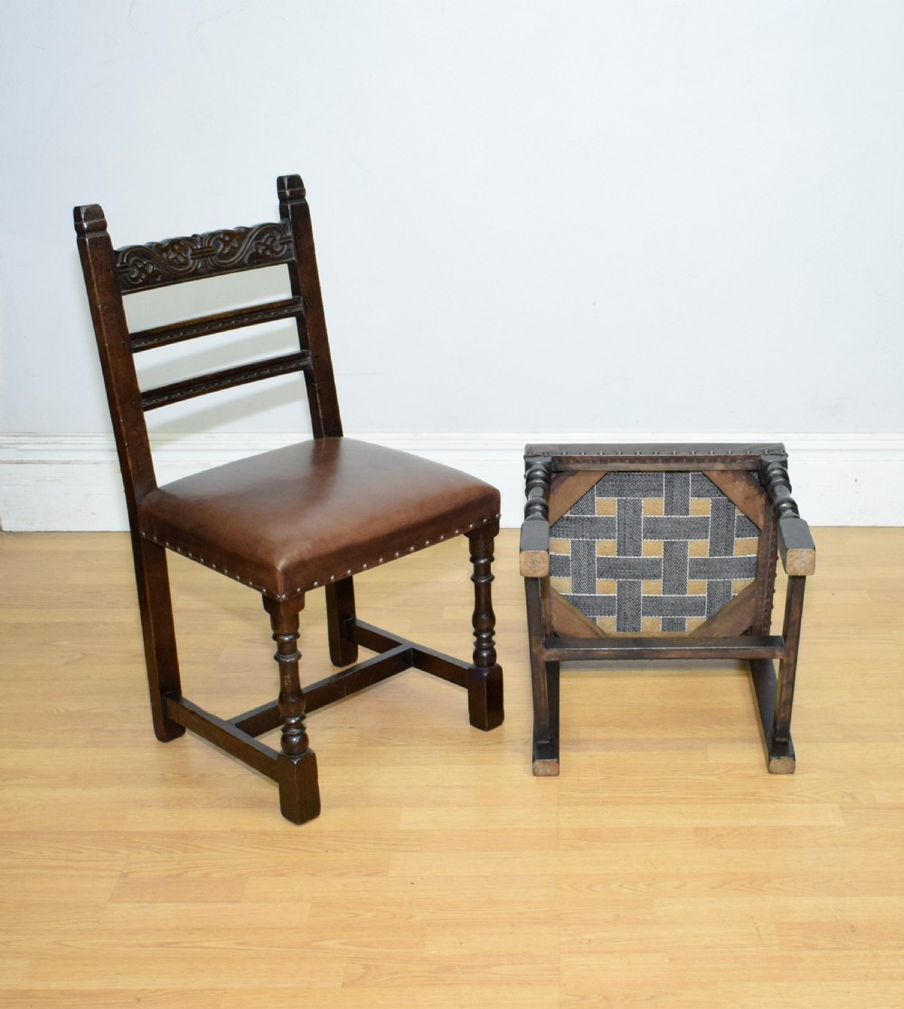 Early 20th Century Pair of Oak Side Chairs View XXI