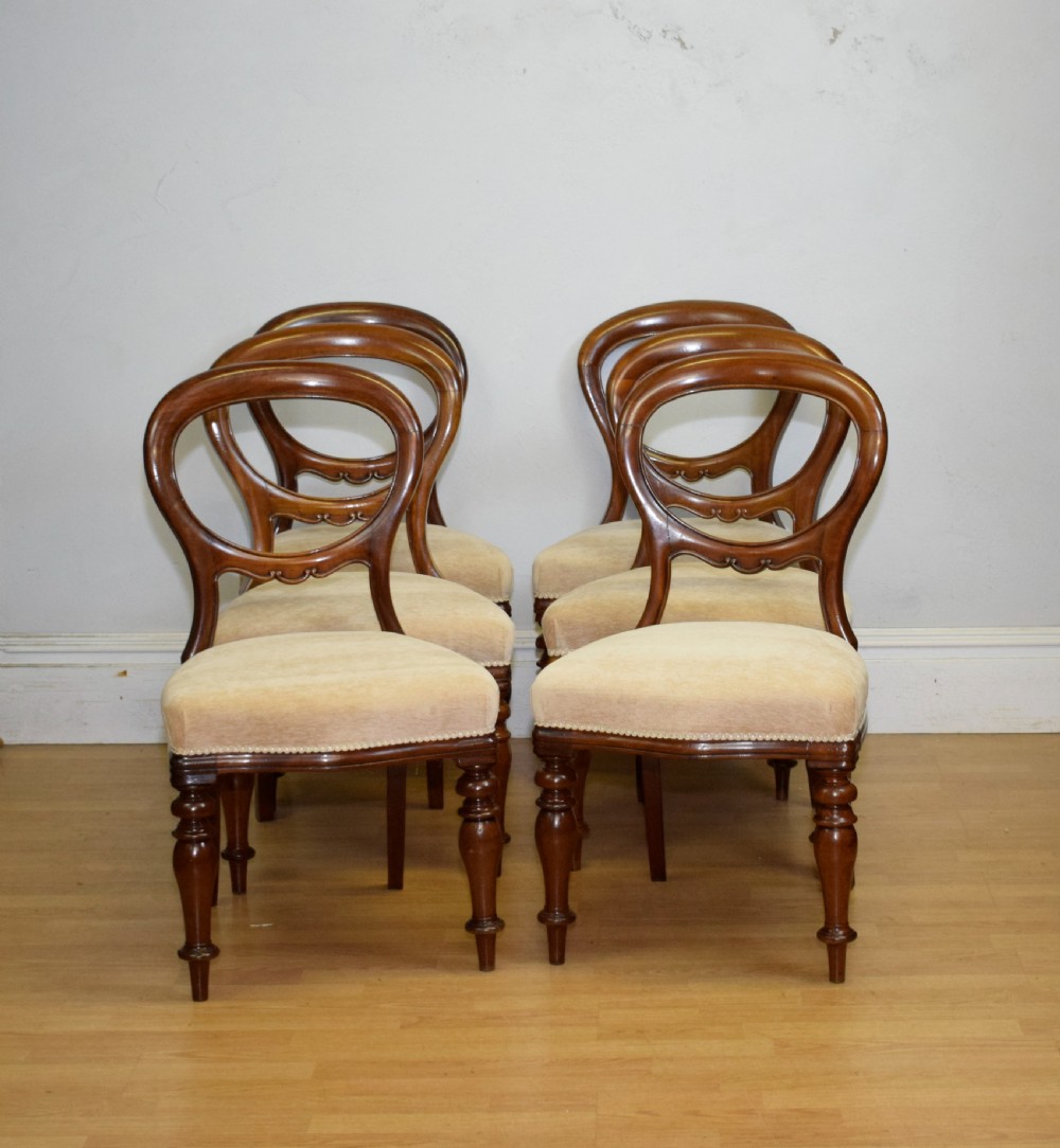 Antique Set of 6 Victorian Balloom Back Dining Chairs View II