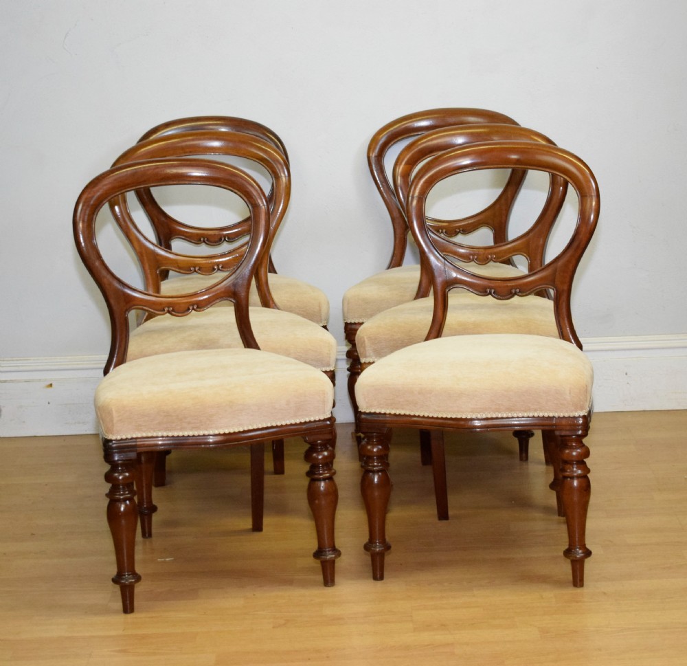 Antique Set of 6 Victorian Balloom Back Dining Chairs View III