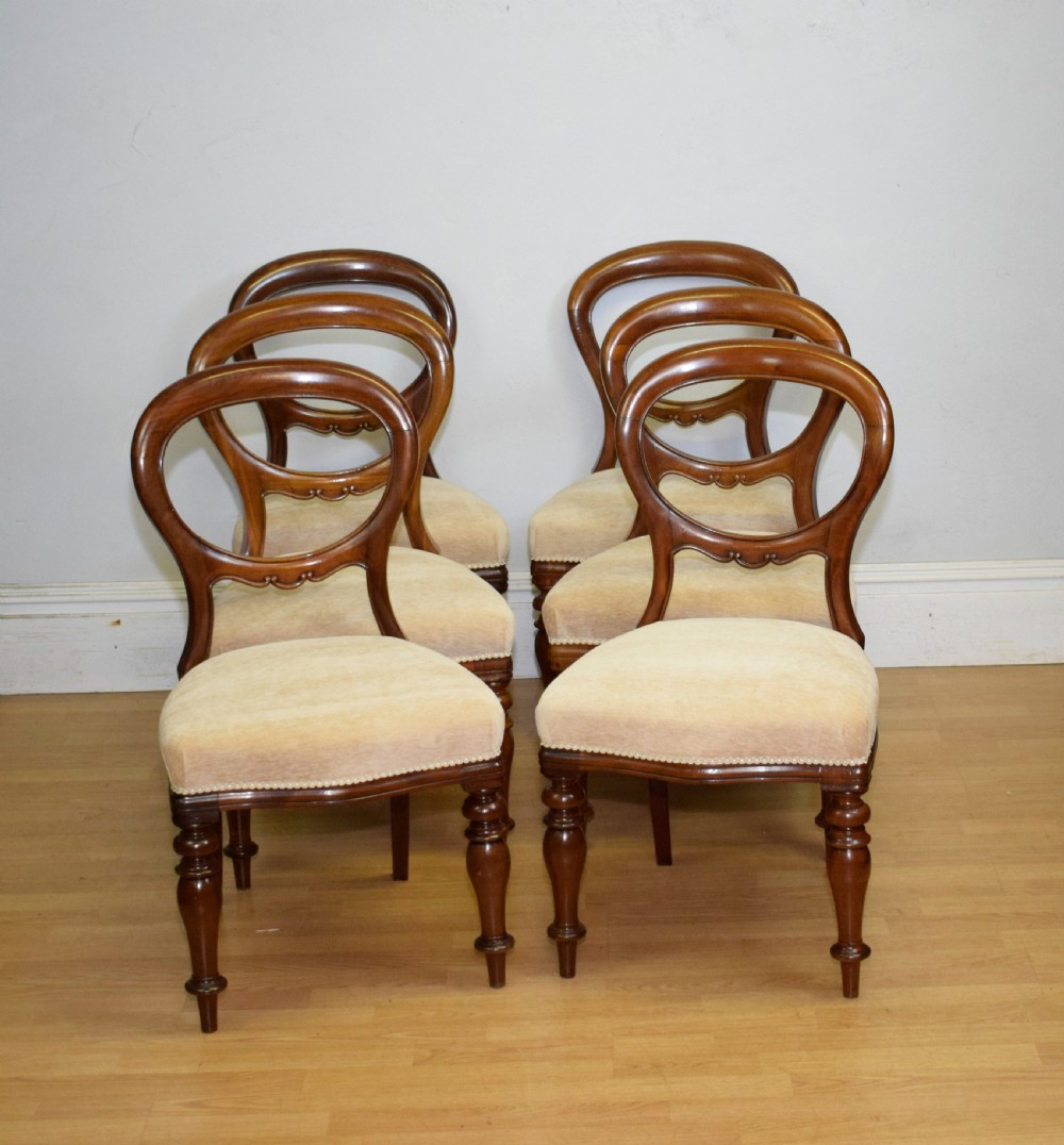 Antique Set of 6 Victorian Balloom Back Dining Chairs View IV