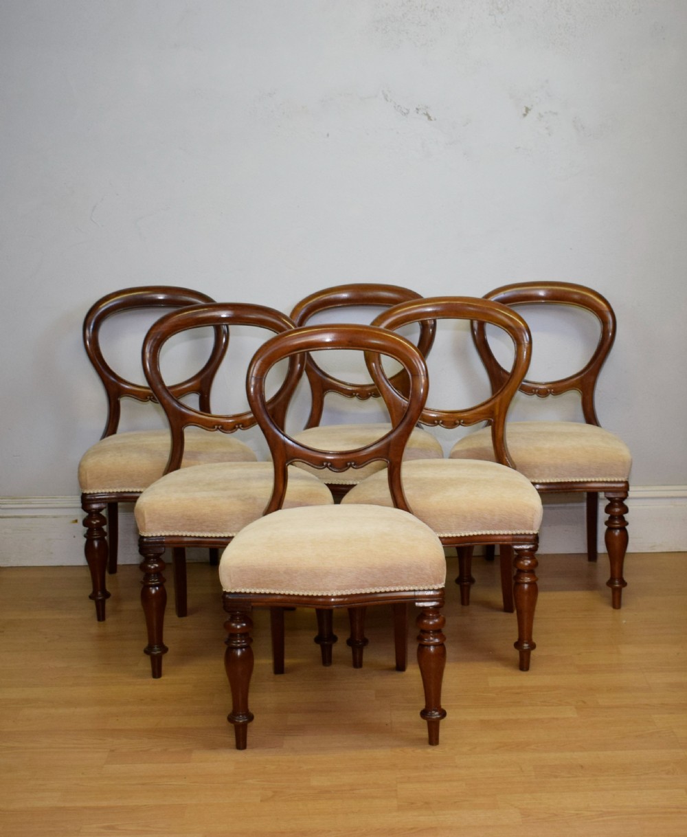 Antique Set of 6 Victorian Balloom Back Dining Chairs View VII