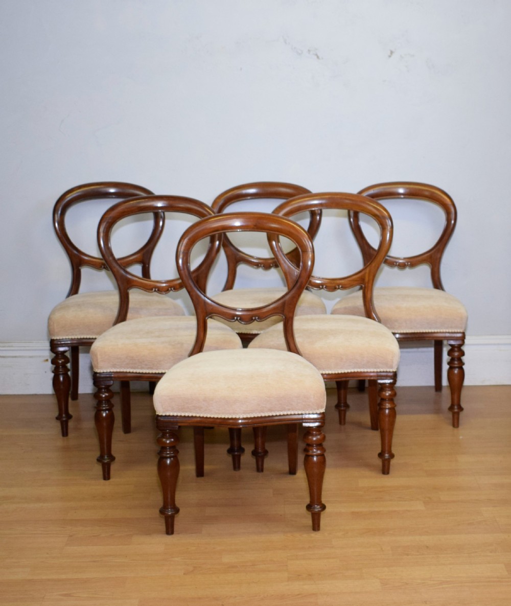 Antique Set of 6 Victorian Balloom Back Dining Chairs View VIII