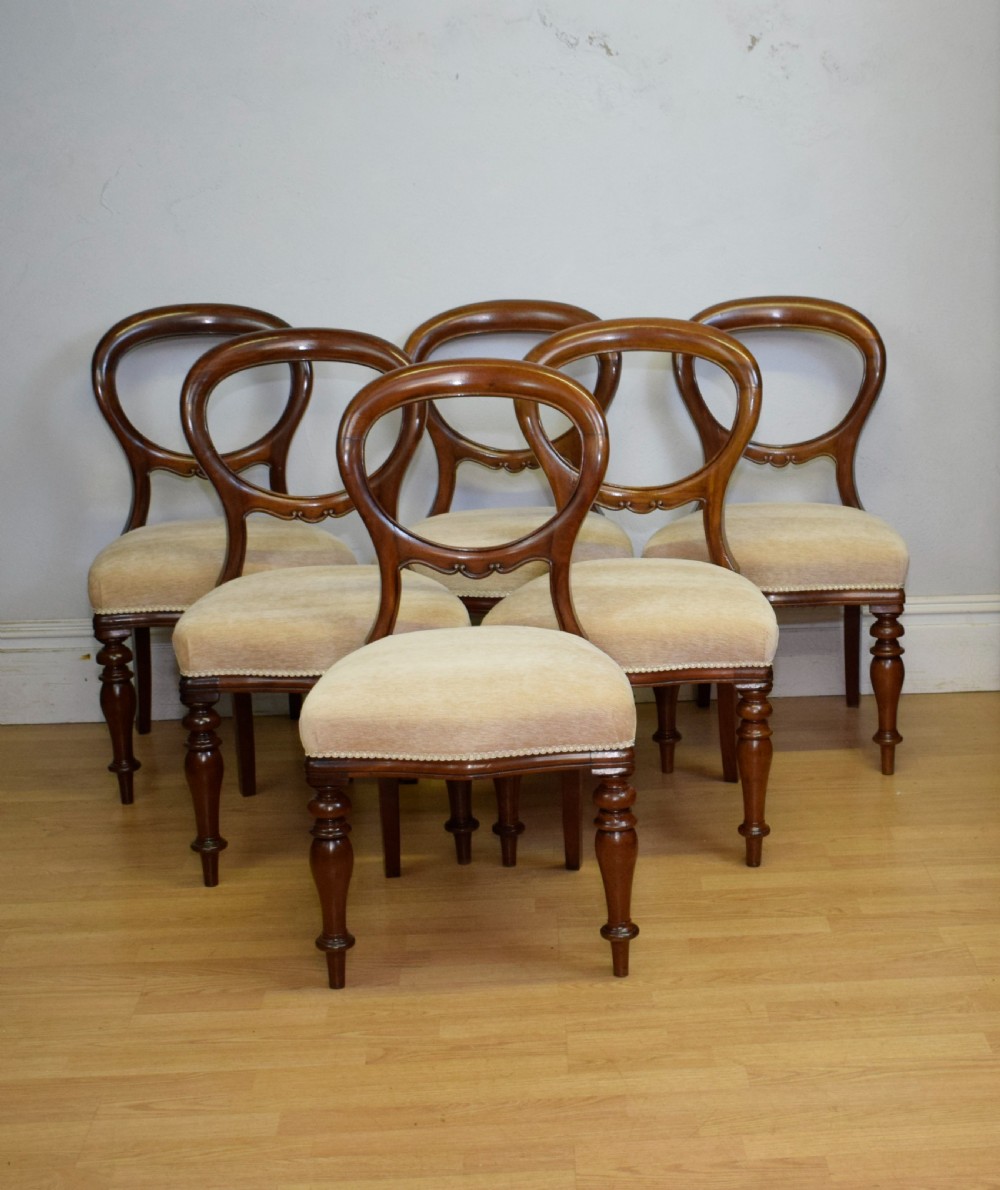 Antique Set of 6 Victorian Balloom Back Dining Chairs View IX