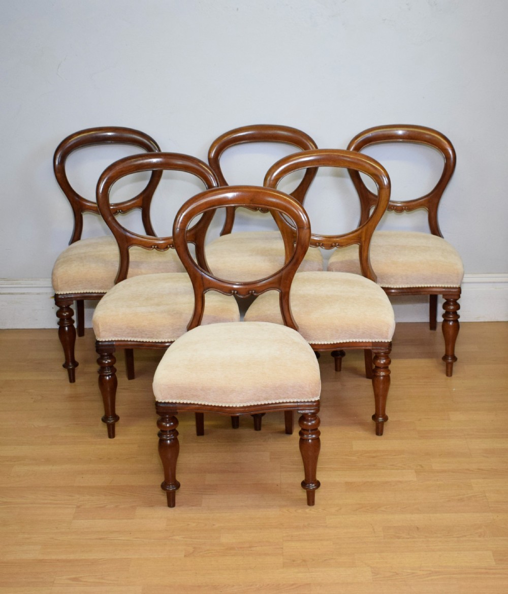 Antique Set of 6 Victorian Balloom Back Dining Chairs View X