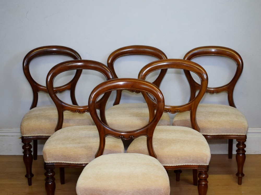 Antique Set of 6 Victorian Balloom Back Dining Chairs View XII