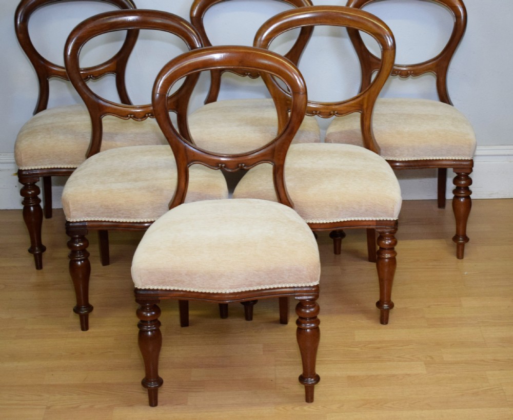 Antique Set of 6 Victorian Balloom Back Dining Chairs View XIII