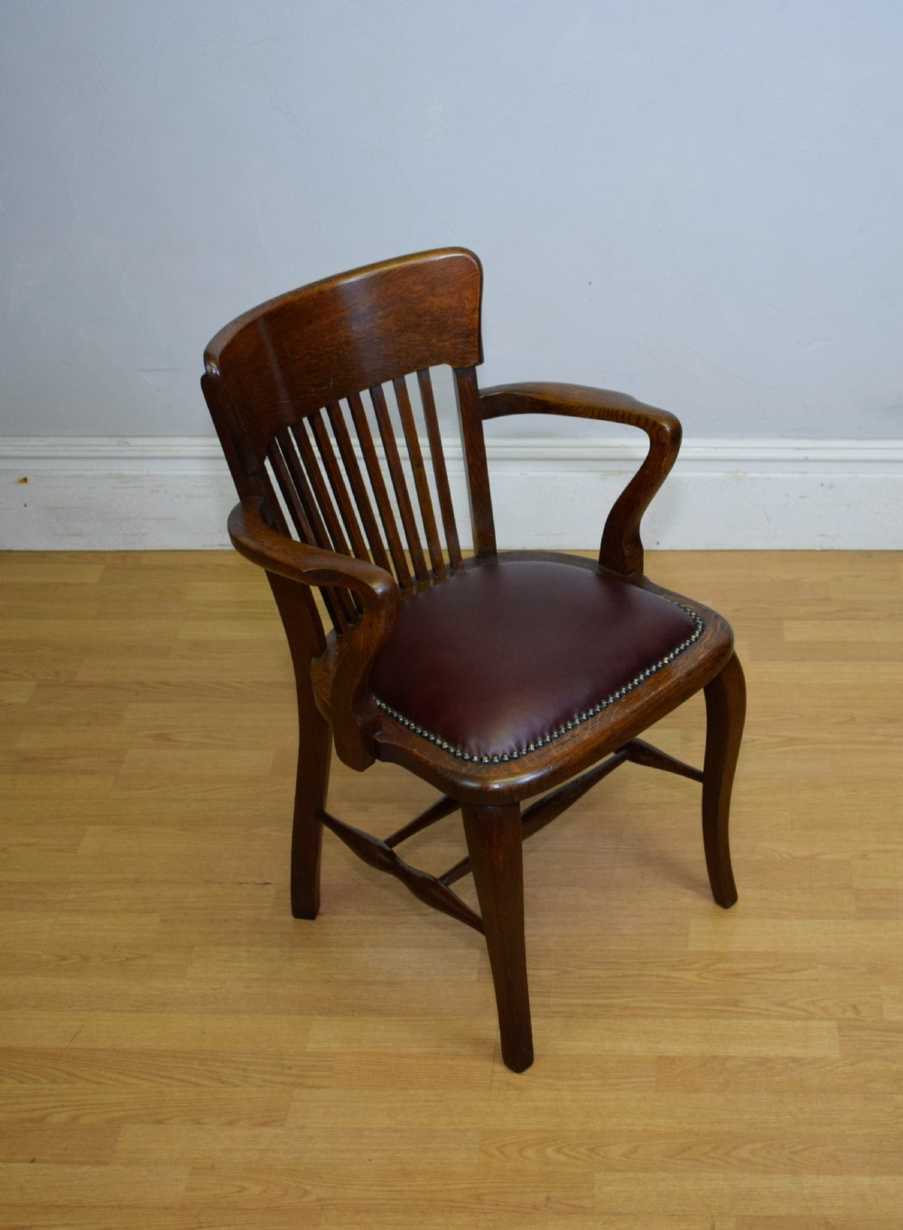 Edwardian Oak Desk Armchair View IX