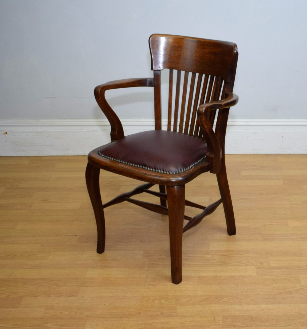 Edwardian Oak Desk Armchair View XI