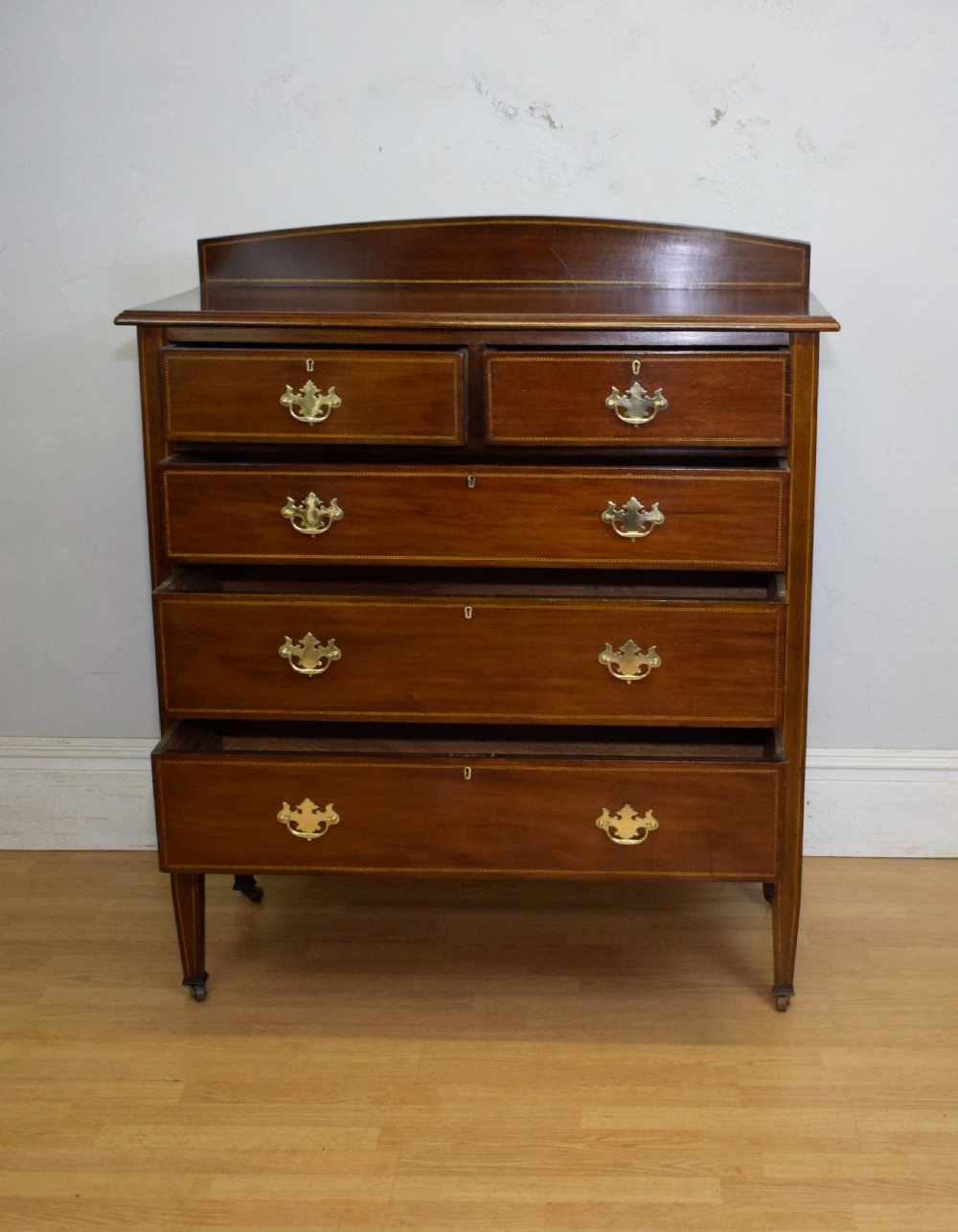 Edwardian Mahogany Inlaid Chest of Drawers View XIV