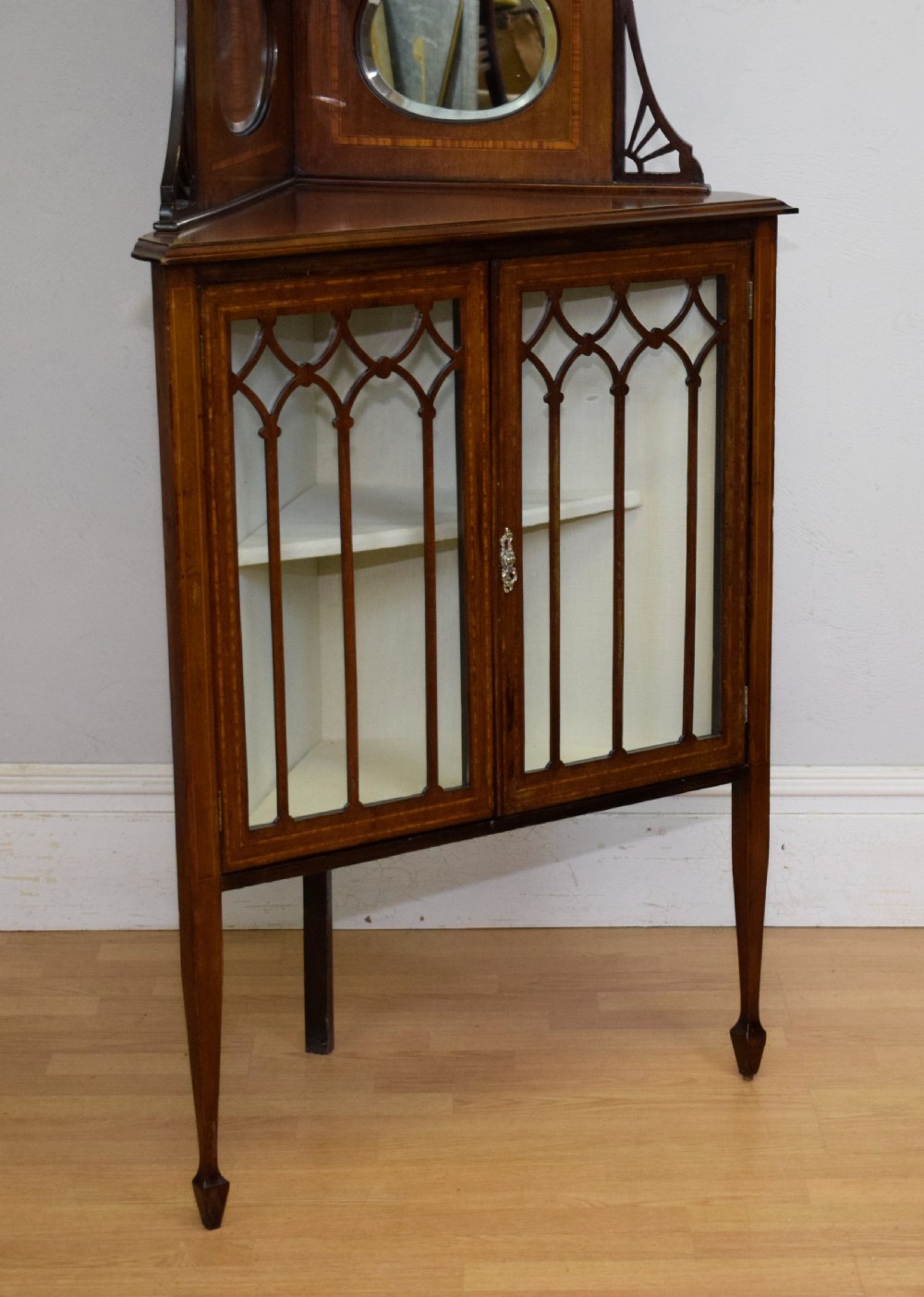 Edwardian Inlaid Corner Display Cabinet View II