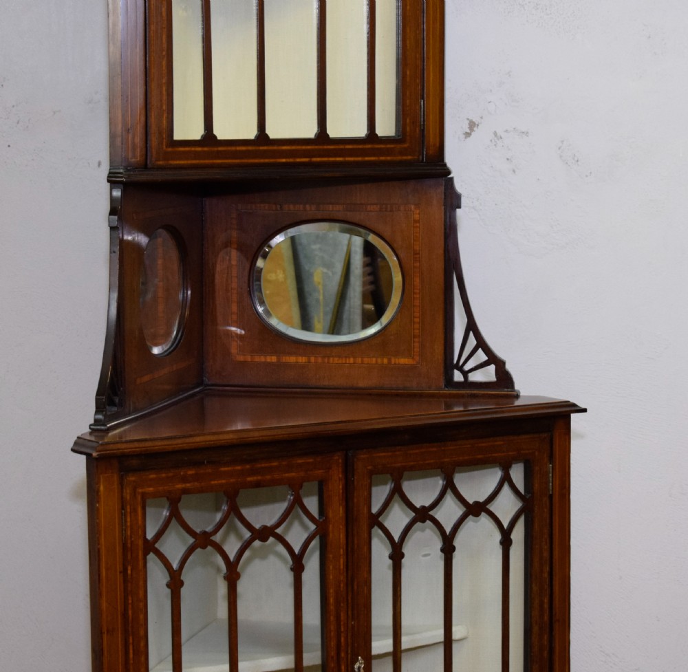 Edwardian Inlaid Corner Display Cabinet View IV