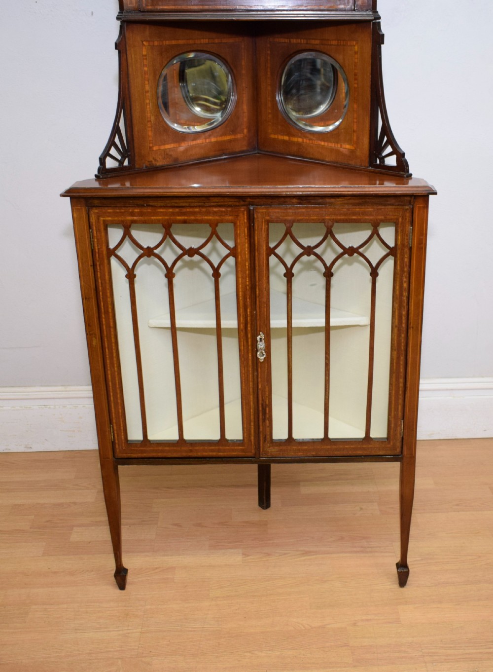 Edwardian Inlaid Corner Display Cabinet View VII