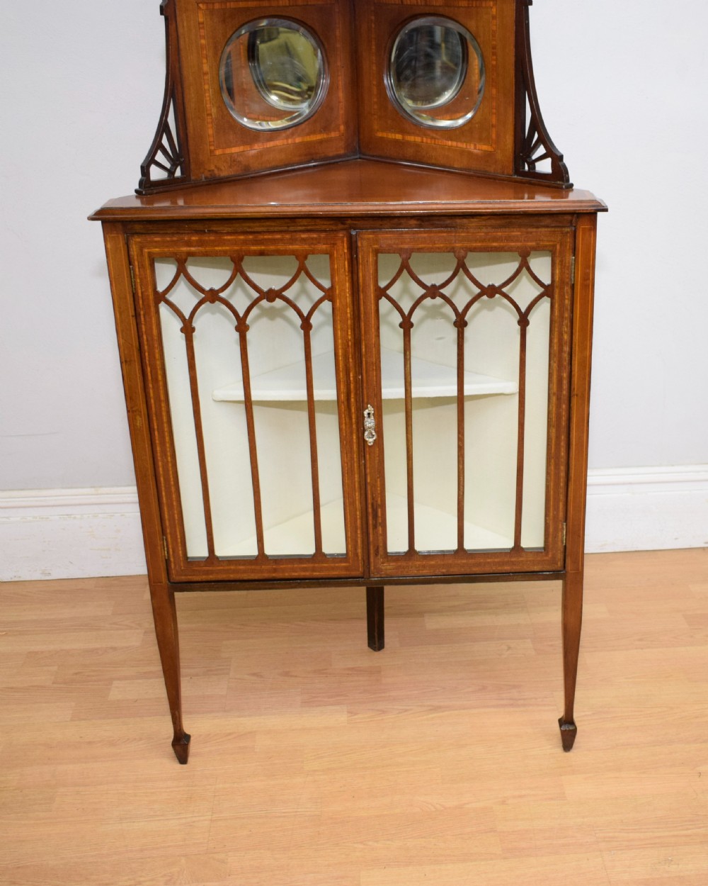 Edwardian Inlaid Corner Display Cabinet View VIII