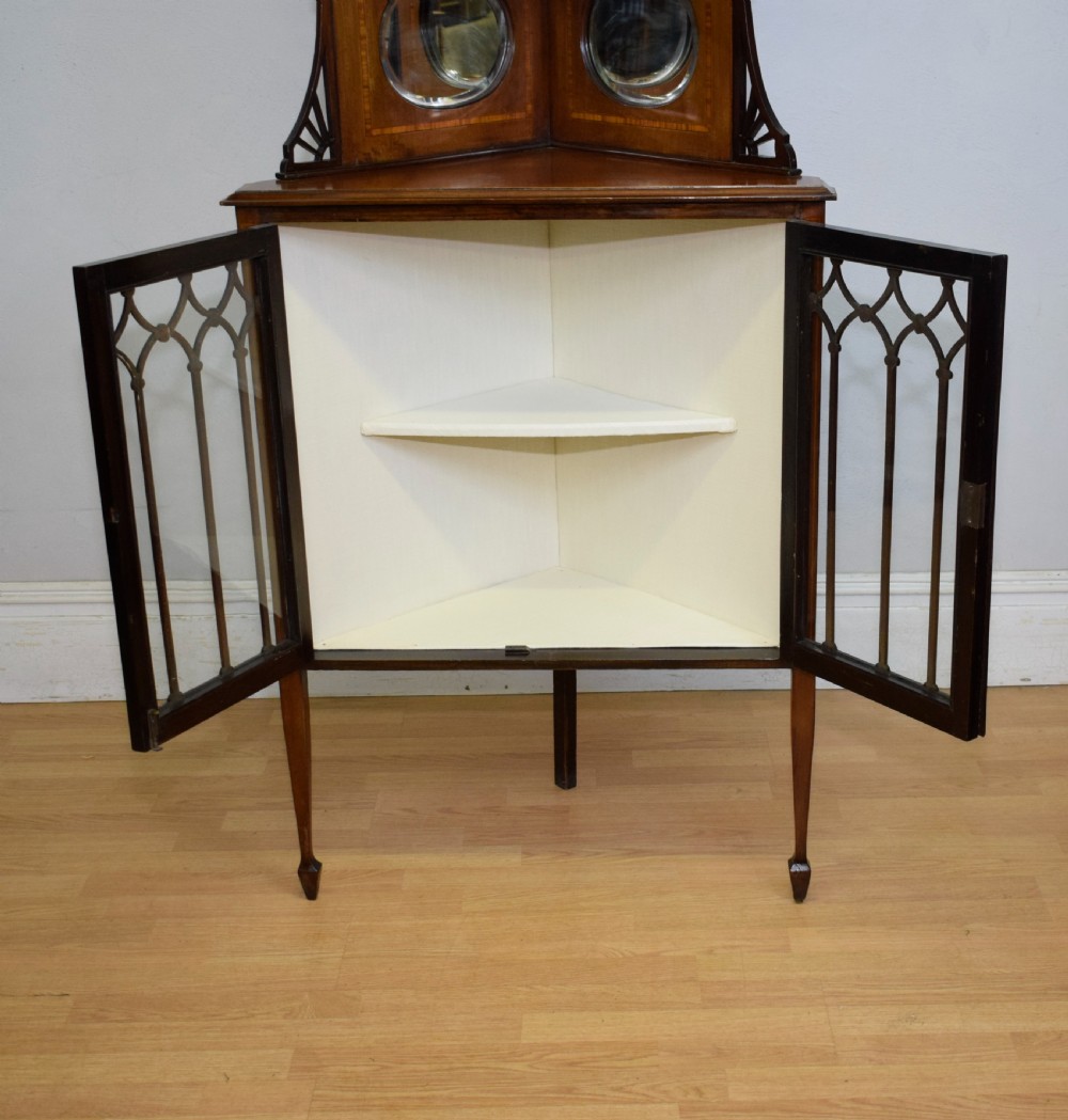 Edwardian Inlaid Corner Display Cabinet View IX