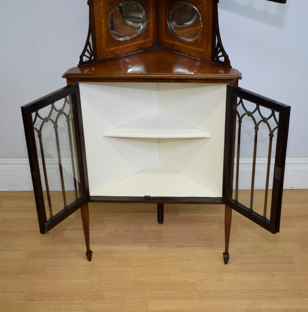 Edwardian Inlaid Corner Display Cabinet View XI