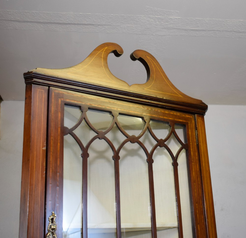 Edwardian Inlaid Corner Display Cabinet View XX