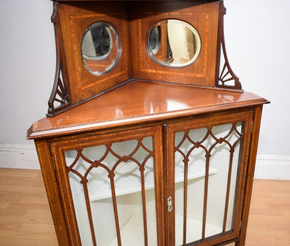 Edwardian Inlaid Corner Display Cabinet View XXI