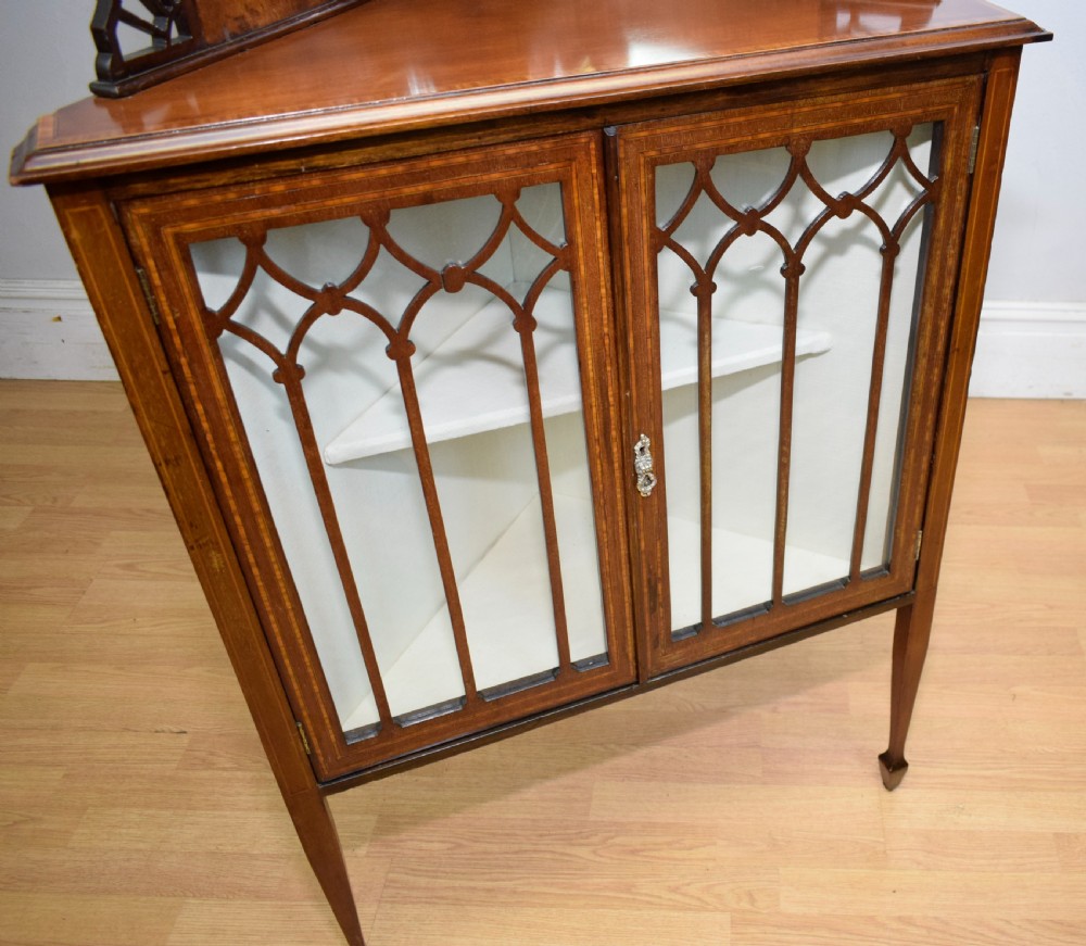 Edwardian Inlaid Corner Display Cabinet View XXIV