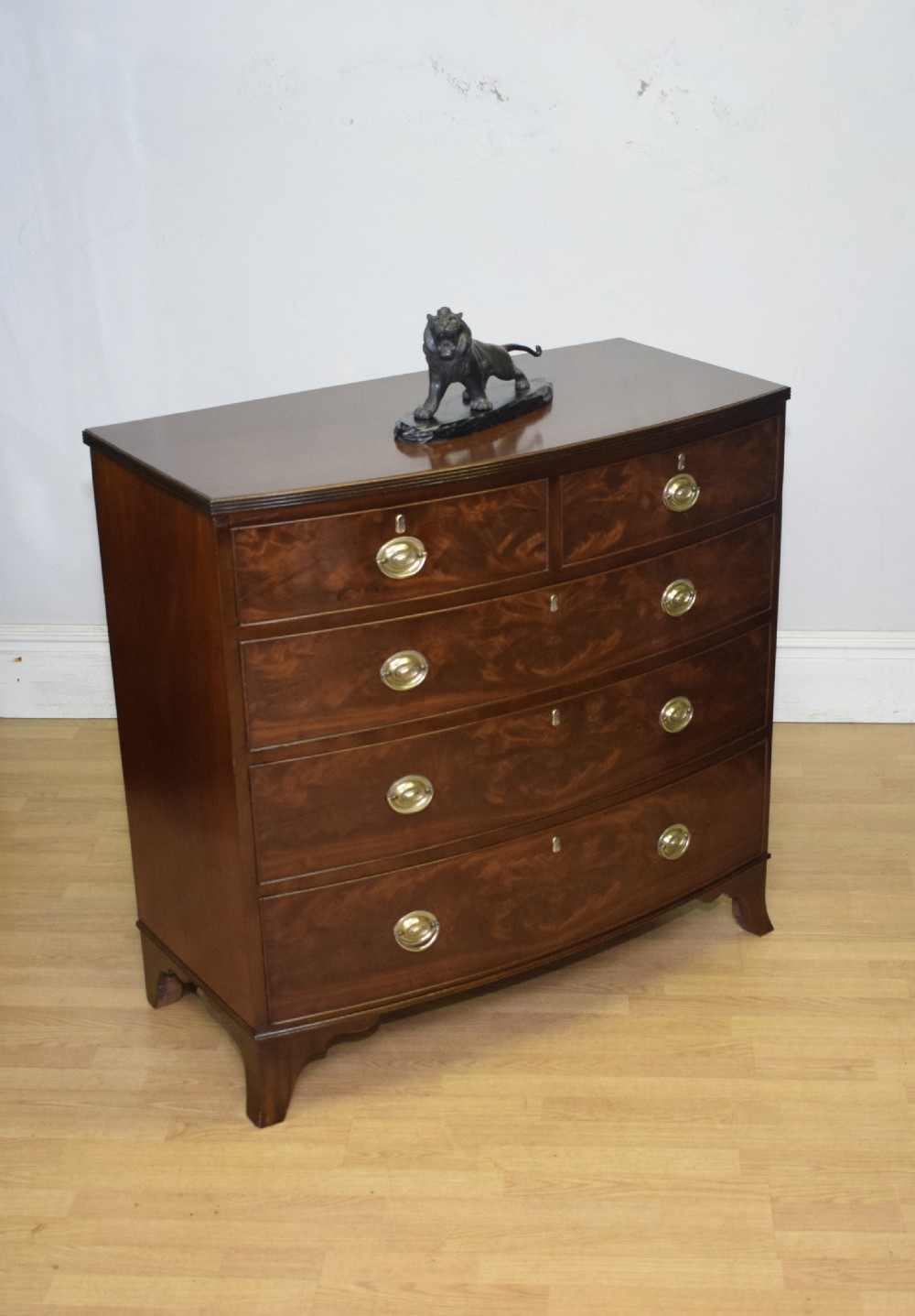 Antique Regency Bow Front Chest of Drawers View X