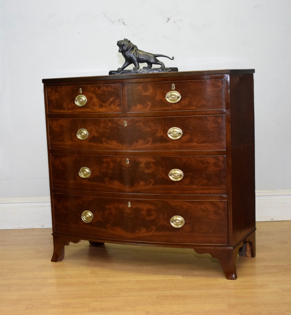Antique Regency Bow Front Chest of Drawers View XII