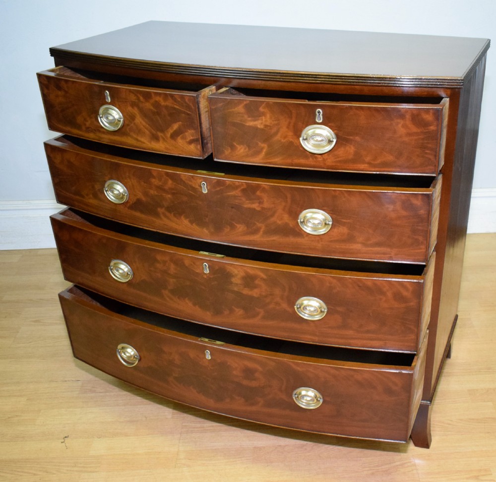 Antique Regency Bow Front Chest of Drawers View XVII