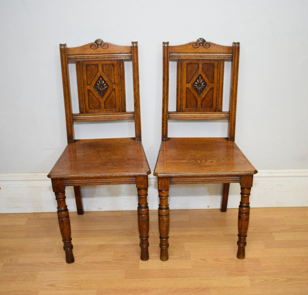 Pair of Arts & Crafts Oak Hall Chairs