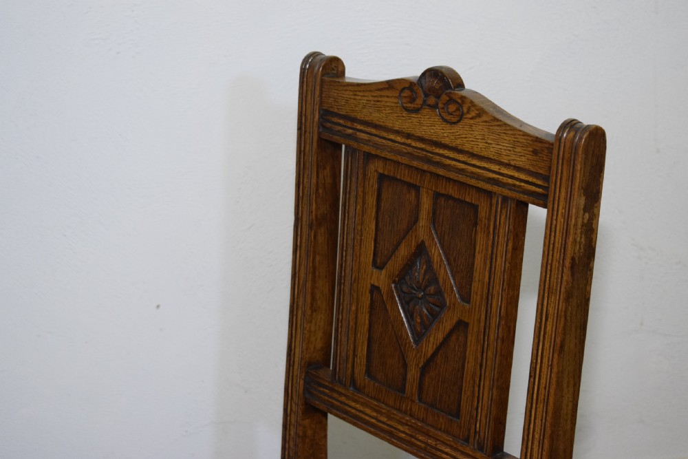 Pair of Arts & Crafts Oak Hall Chairs View XV