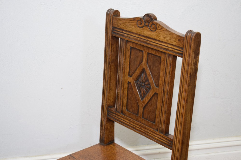 Pair of Arts & Crafts Oak Hall Chairs View XVI