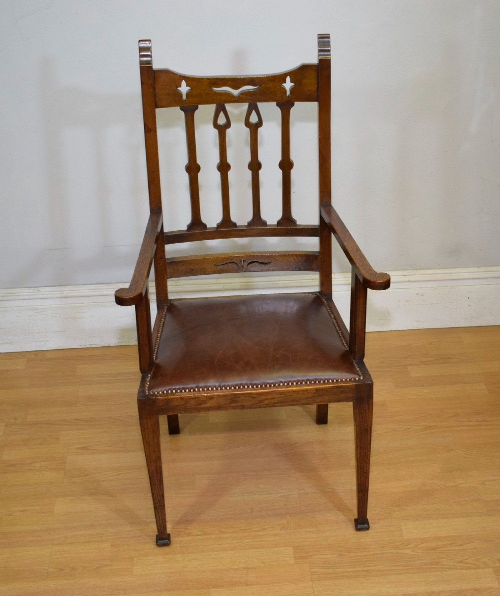 Arts & Crafts Oak Armchair View IX