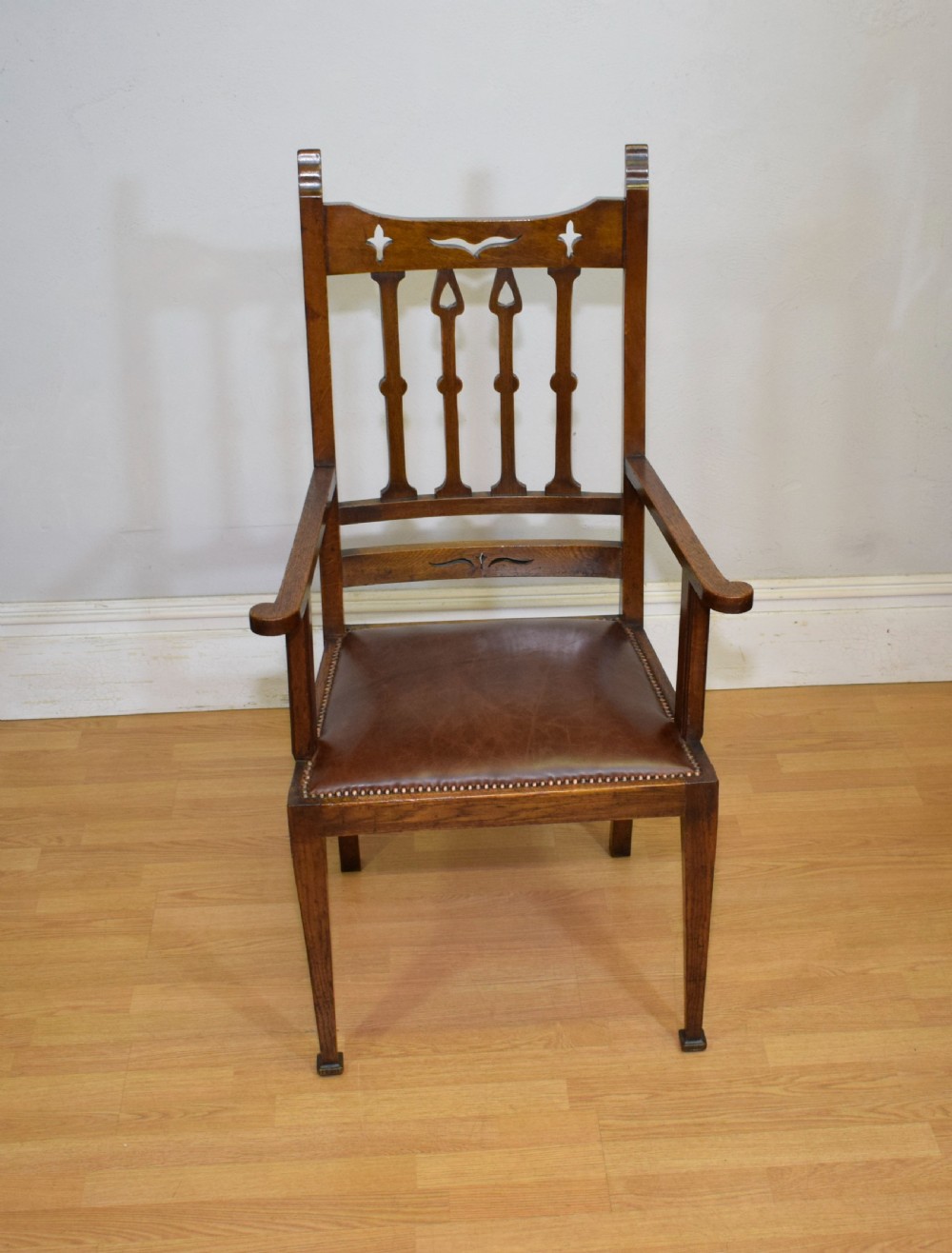 Arts & Crafts Oak Armchair View XII