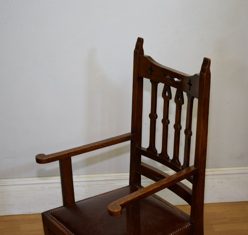 Arts & Crafts Oak Armchair View XVIII